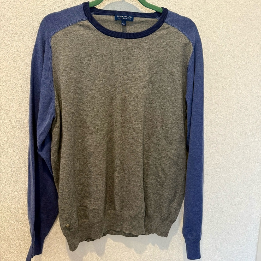 Peter Millar Riffs Ringer Crown Crewneck Merino Wool Cotton Golf Sweater L NWOT